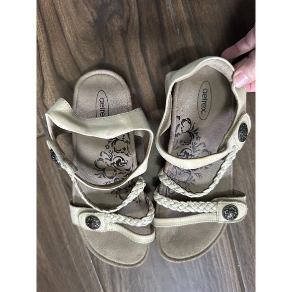 Aetrex Jillian Sandals Womens Size 7.5 Leather Comfort Braided Orthotic Shoes - Picture 3 of 4